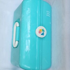 90s Caboodles Mod.5626 Made in USA Seafoam Teal Marble Makeup Case w/Mirror&Tray